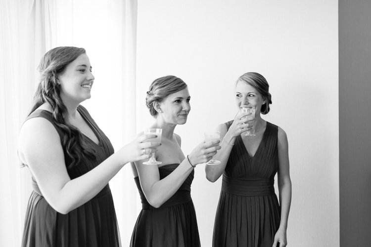 bridesmaids toasting the bride