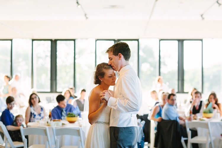bride and groom's first dance at Harry Parker Boathouse