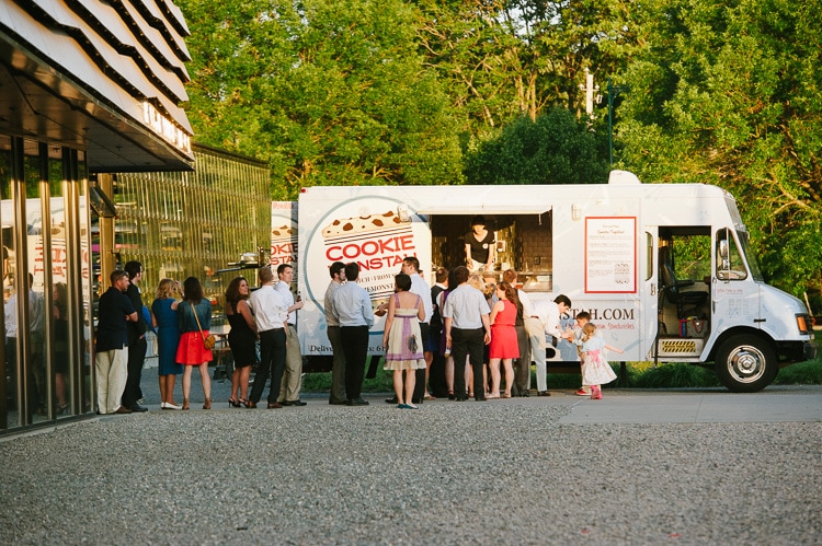 wedding guests line up for the Cokkie Monstah food truck
