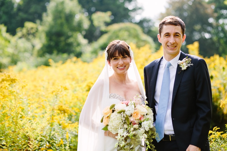 bride and groom portrait with goldenrod