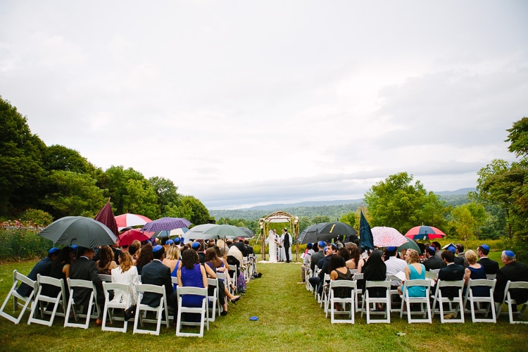 rain during an outdoor wedding ceremony Berkshires