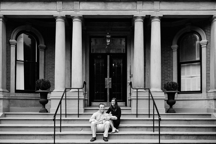an engagement portrait featuring the architecture of Boston's Back Bay
