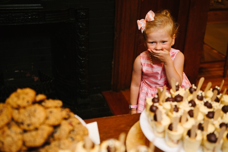 Massachusetts documentary wedding photography, tiny guest sees lots of tiny desserts