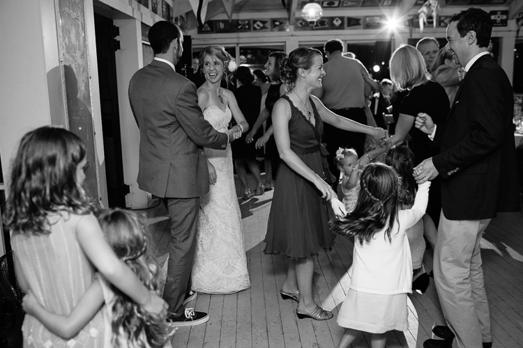 Massachusetts documentary wedding photography, guests dance at the Beverly Yacht Club