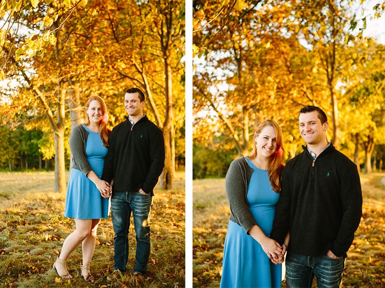 engagement portraits with fall foliage at World's End, Hingham