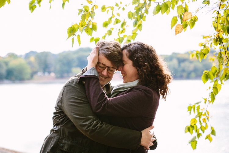 authentic fall engagement session at Jamaica Pond