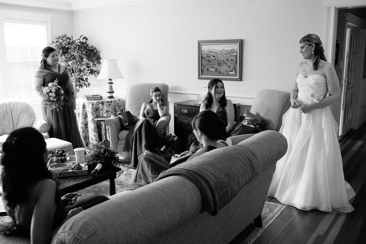 bride and bridesmaids, Duxbury, Massachusetts documentary wedding photography