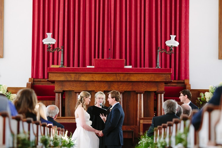 wedding ceremony in First Parish Church, Duxbury, Massachusetts