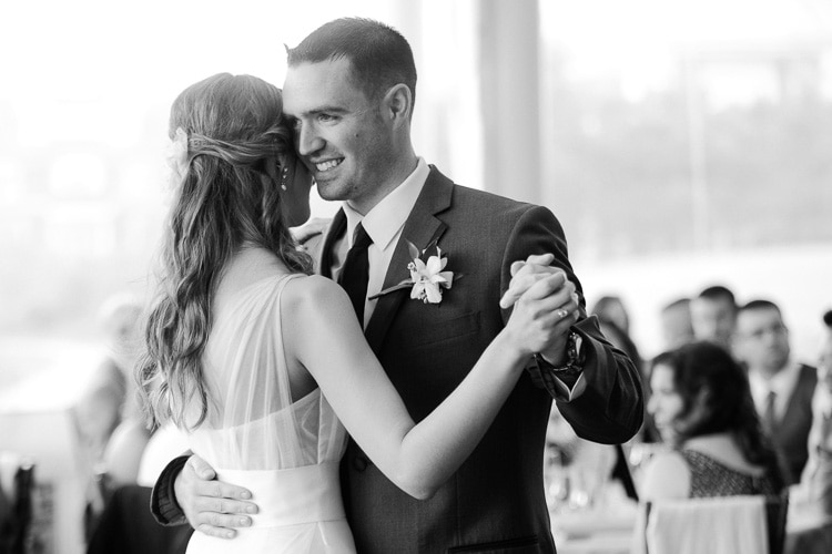 bride and groom share their first dance at the Chanler on the Cliff Walk in Newport