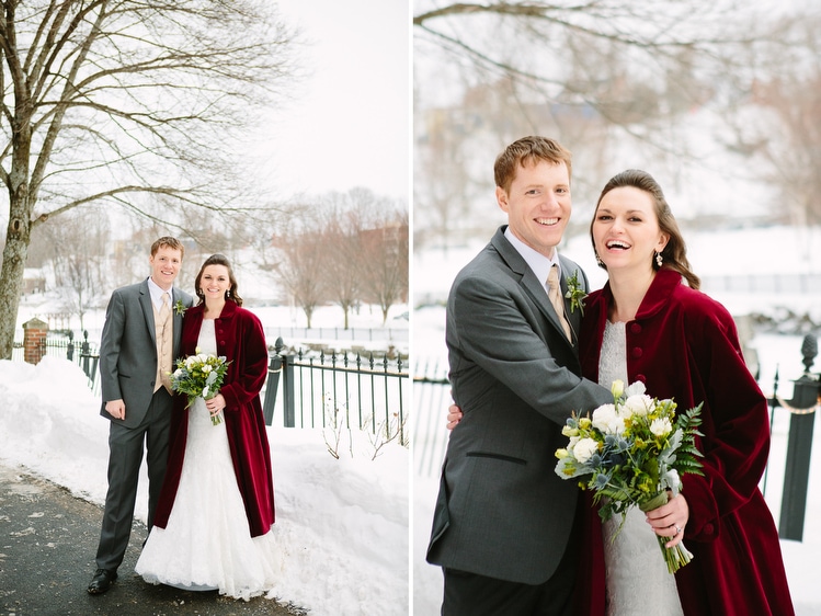 winter wedding portraits at the Rivermill at Dover Landing