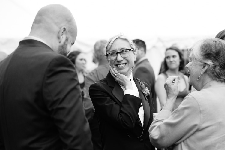 guest candids during cocktail hour at Friendly Crossways wedding