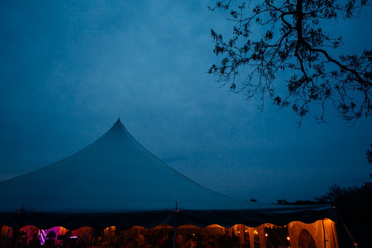 wedding tent at dusk