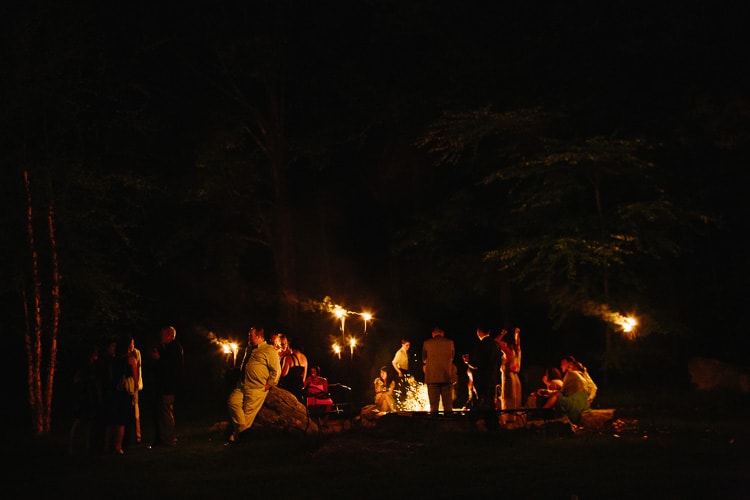 a late night bonfire ends the festivities at this Friendly Crossways wedding