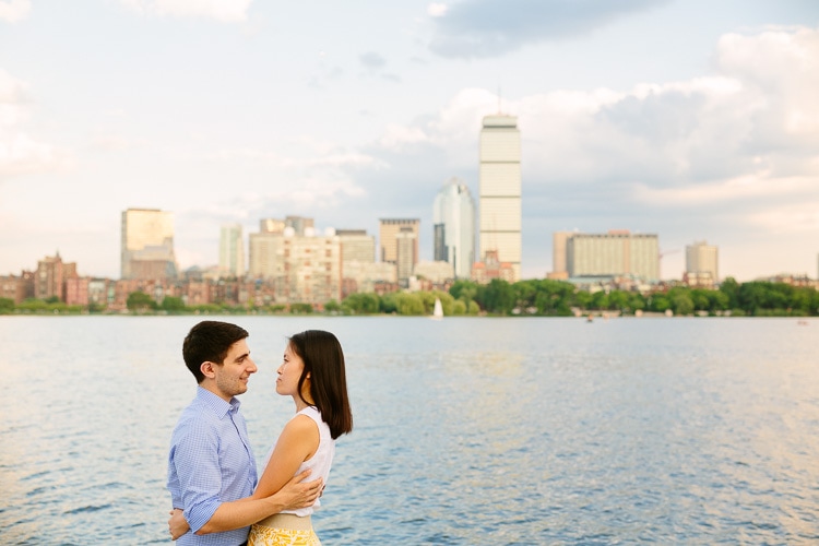 engagement photo with Boston Skyline, by Kelly Benvenuto
