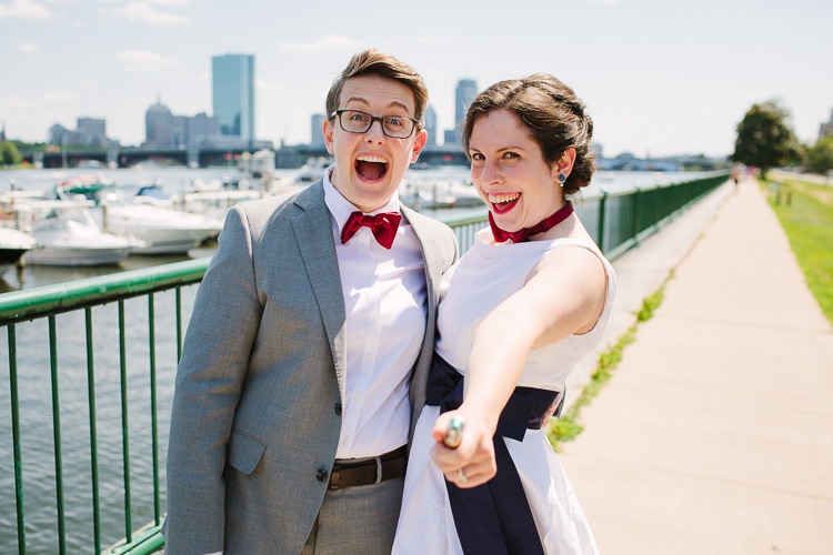 Dr. Who inspired wedding portrait along the Charles River 