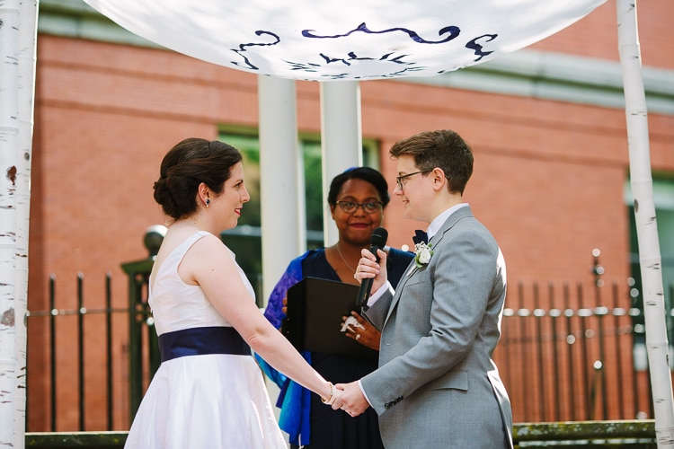 exchange of vows at the Cambridge Multicultural Arts Center wedding ceremony