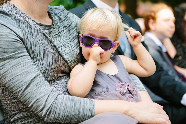 cool baby at wedding ceremony