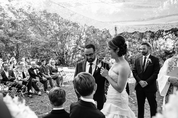 bride and groom bless sons and present them with gifts