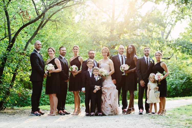 wedding party portrait at the Charles River Museum