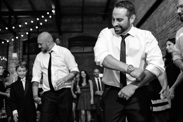 groom gets down on the dance floor, Charles River Museum wedding