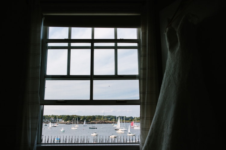 view from bride's getting ready room at Corinthian Yacht Club