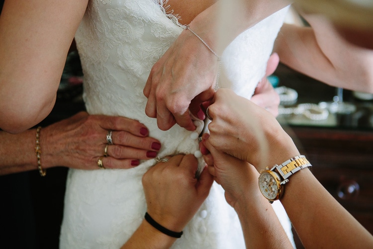 bride puts on her dress, Corinthian Yacht Club, Marblehead, MA, wedding