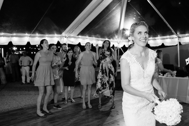 bouquet toss, Cape Cod Maritime Museum wedding reception