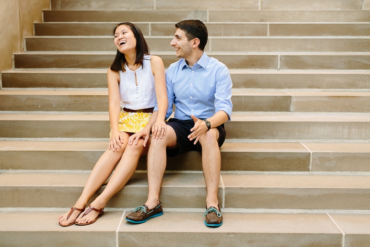 happy and relaxed engagement photos at MIT, Cambridge, MA.