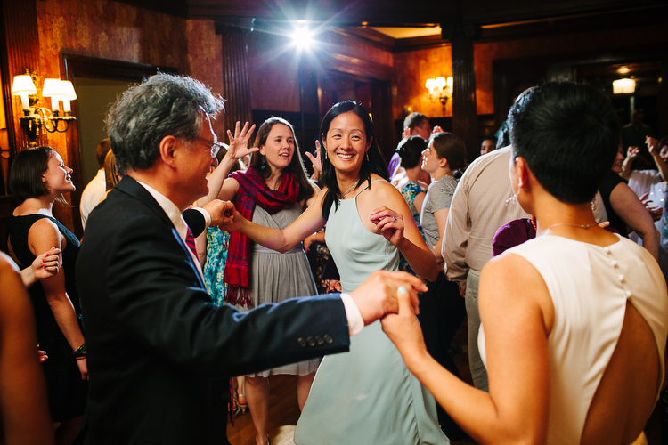 Dancing during wedding reception at the Endicott Estate in Dedham, MA. Image by Kelly Benvenuto.