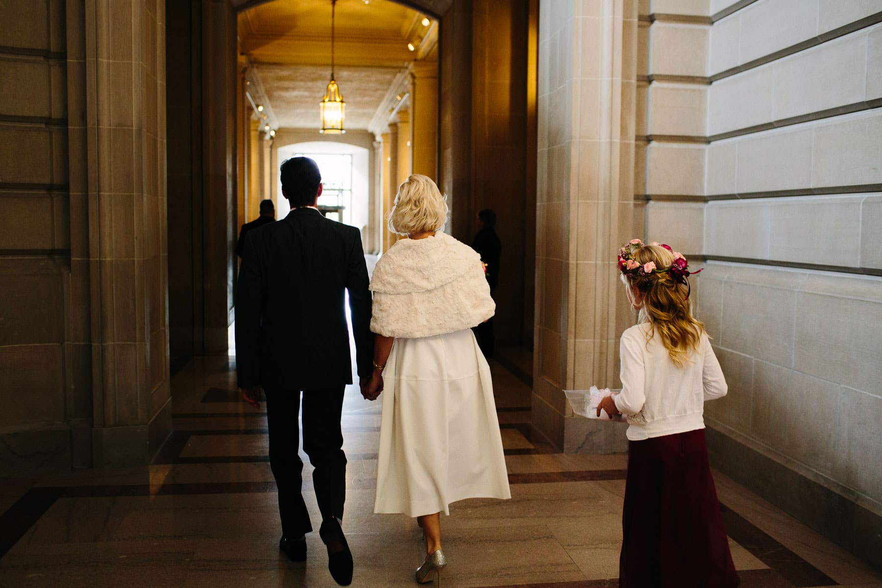 arriving at San Francisco City Hall for wedding