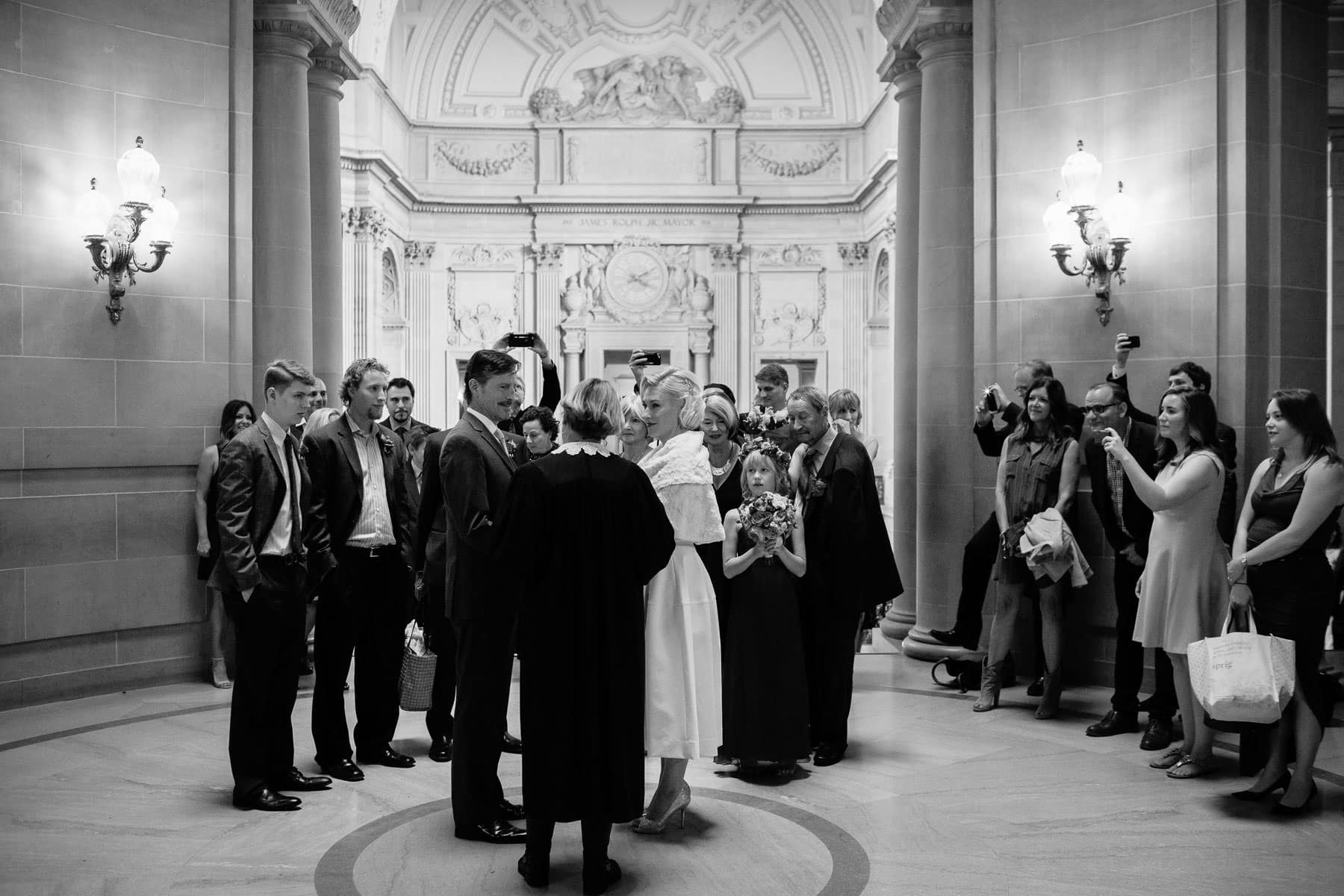 wedding ceremony in the rotunda at San Francisco City Hall