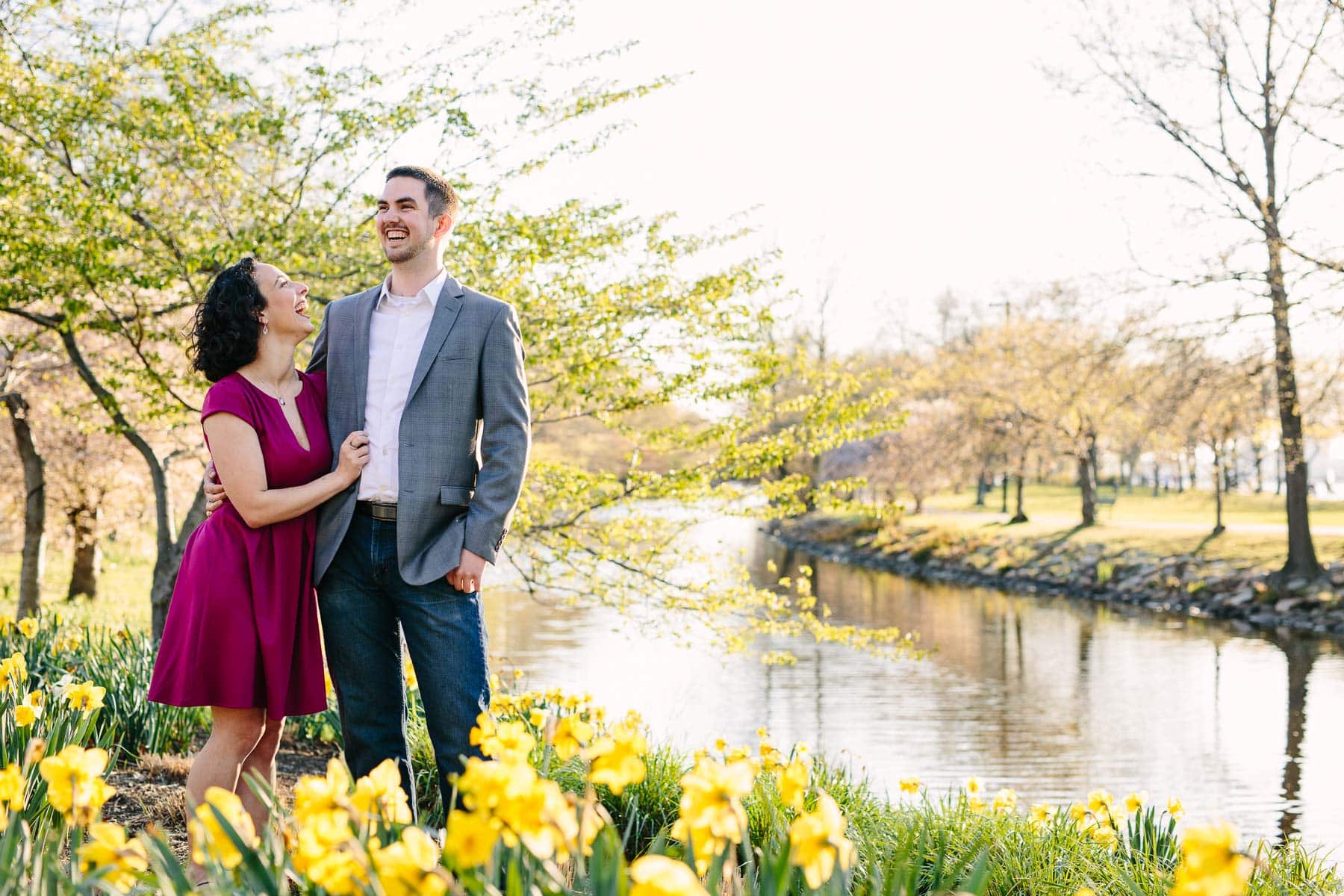 Charles River Esplanade engagement photos in spring