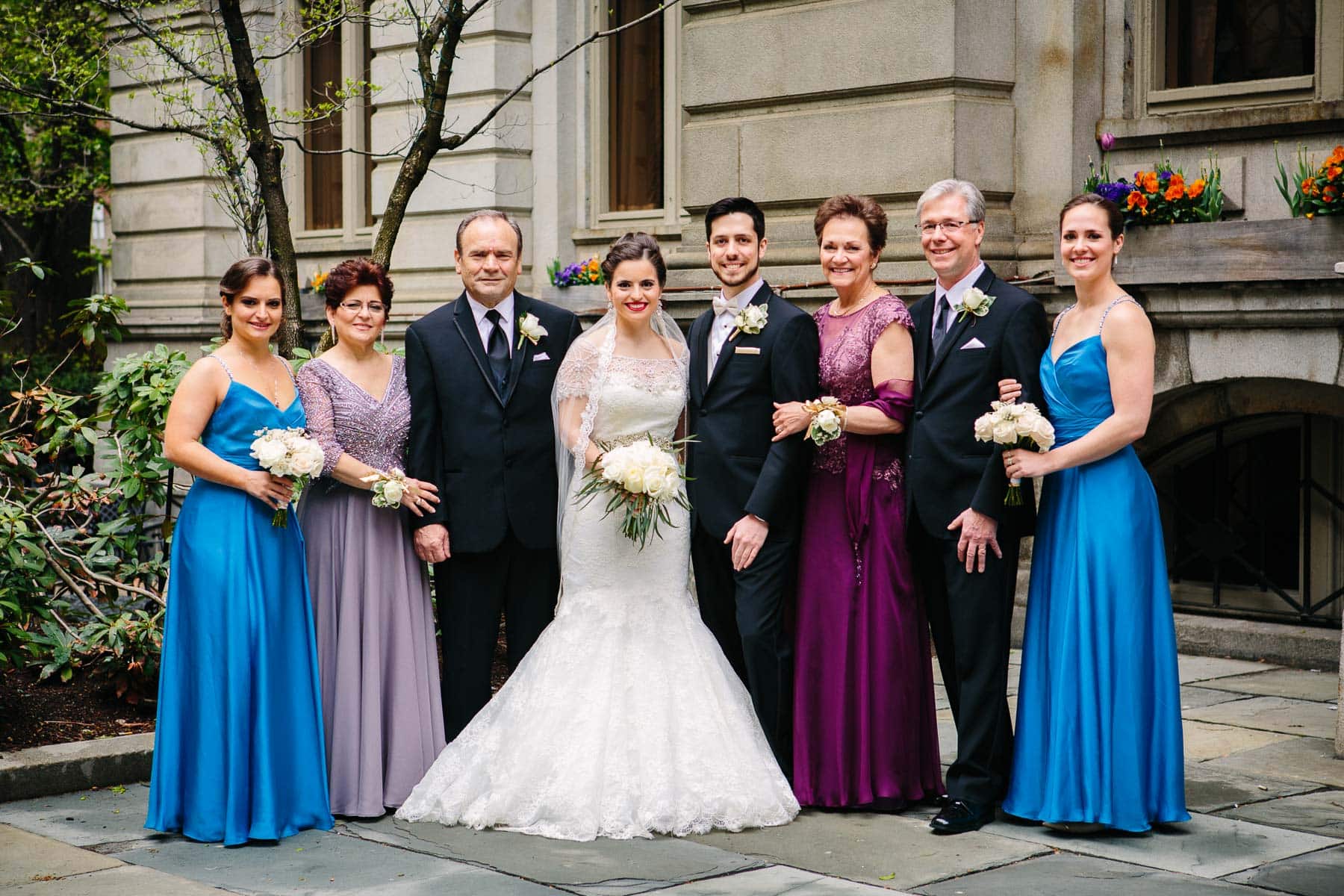 wedding poritraits in Boston's Old City Hall Plaza