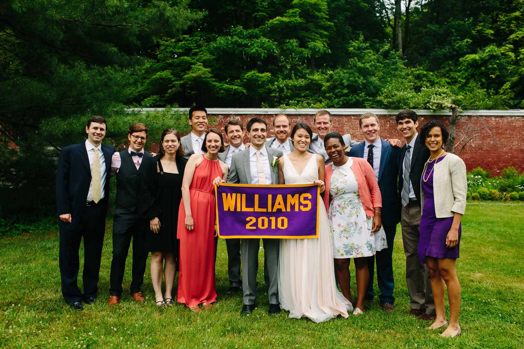 Williams College group photo at wedding 