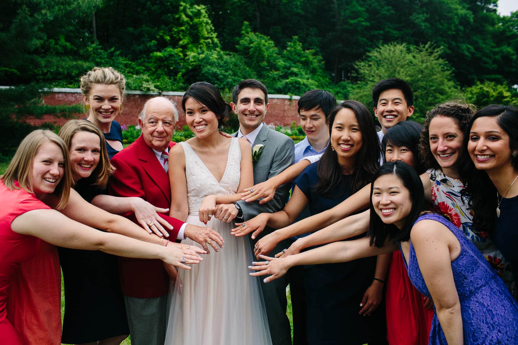 MIT alumni group photo at wedding