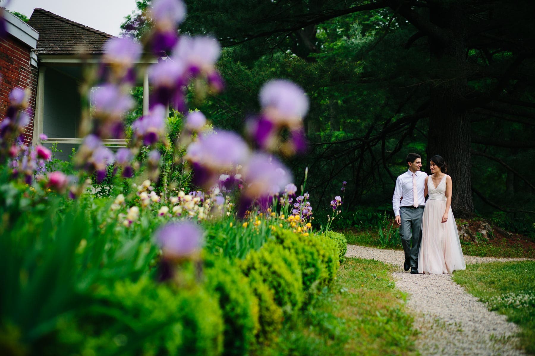 bride and groom take a few moments to themselves during their wedding reception at the Lyman Estate