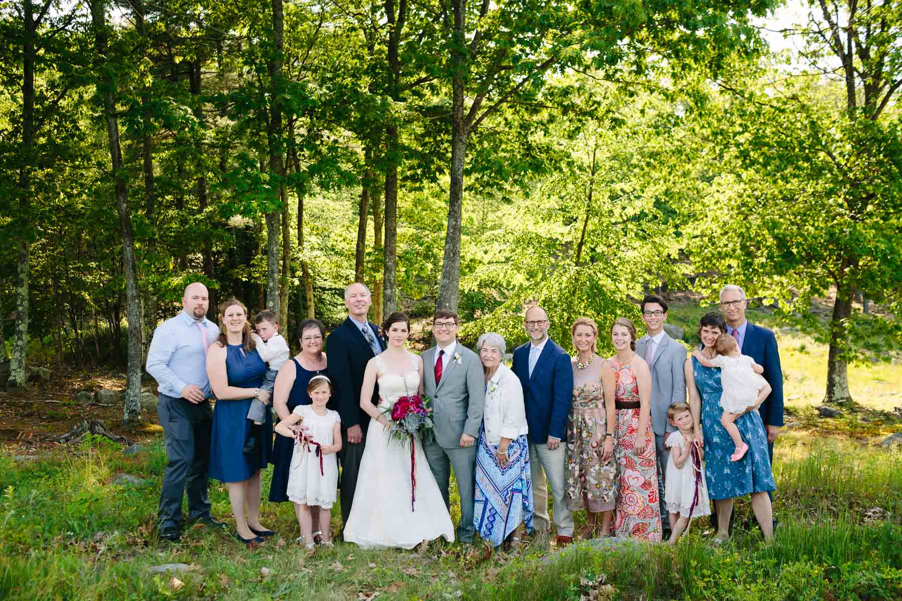 wedding family portrait at Red Apple Farm, Phillipston, MA