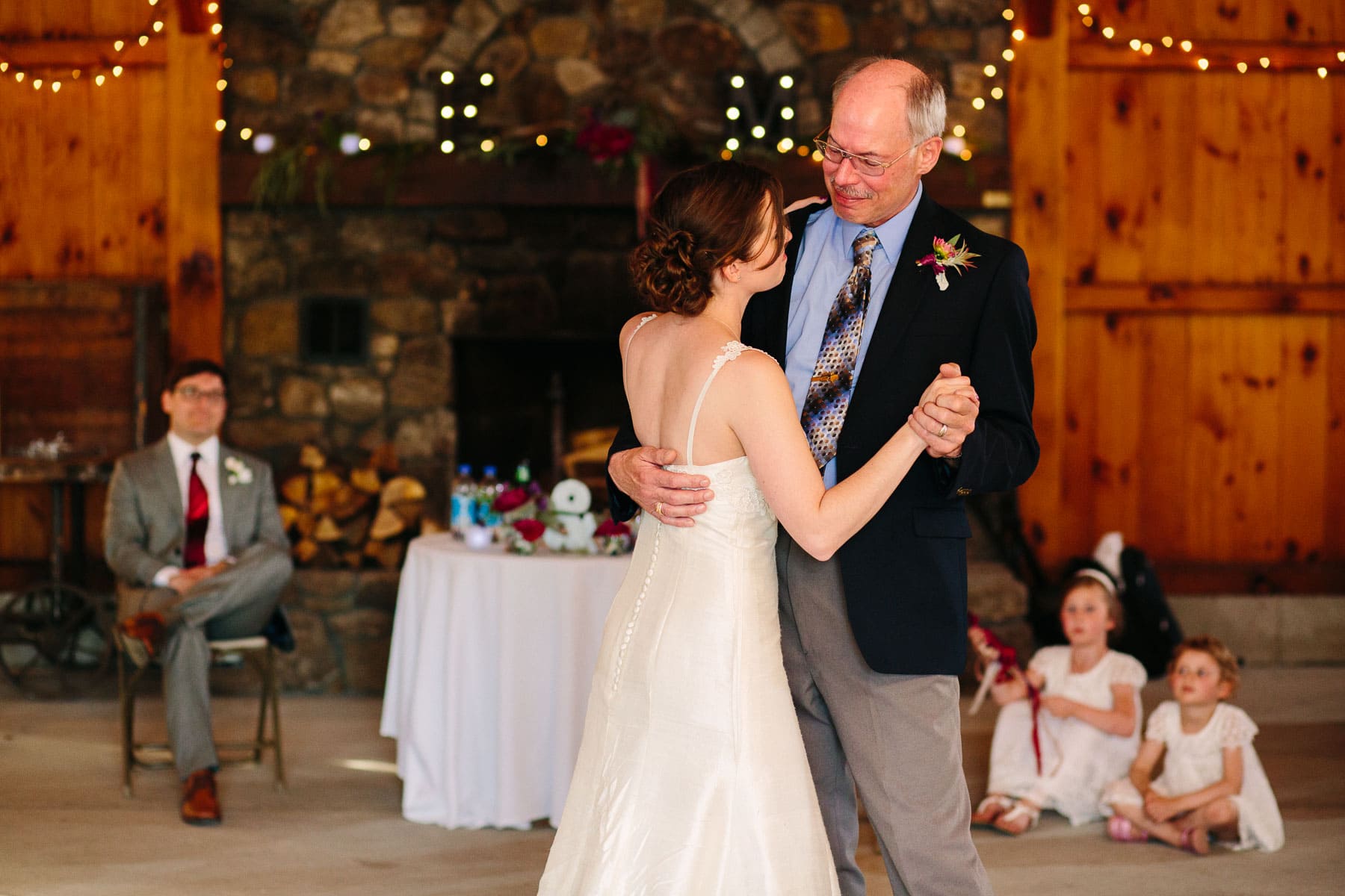 father daughter dance in the barn at Red Apple Farm, Phillipston, MA