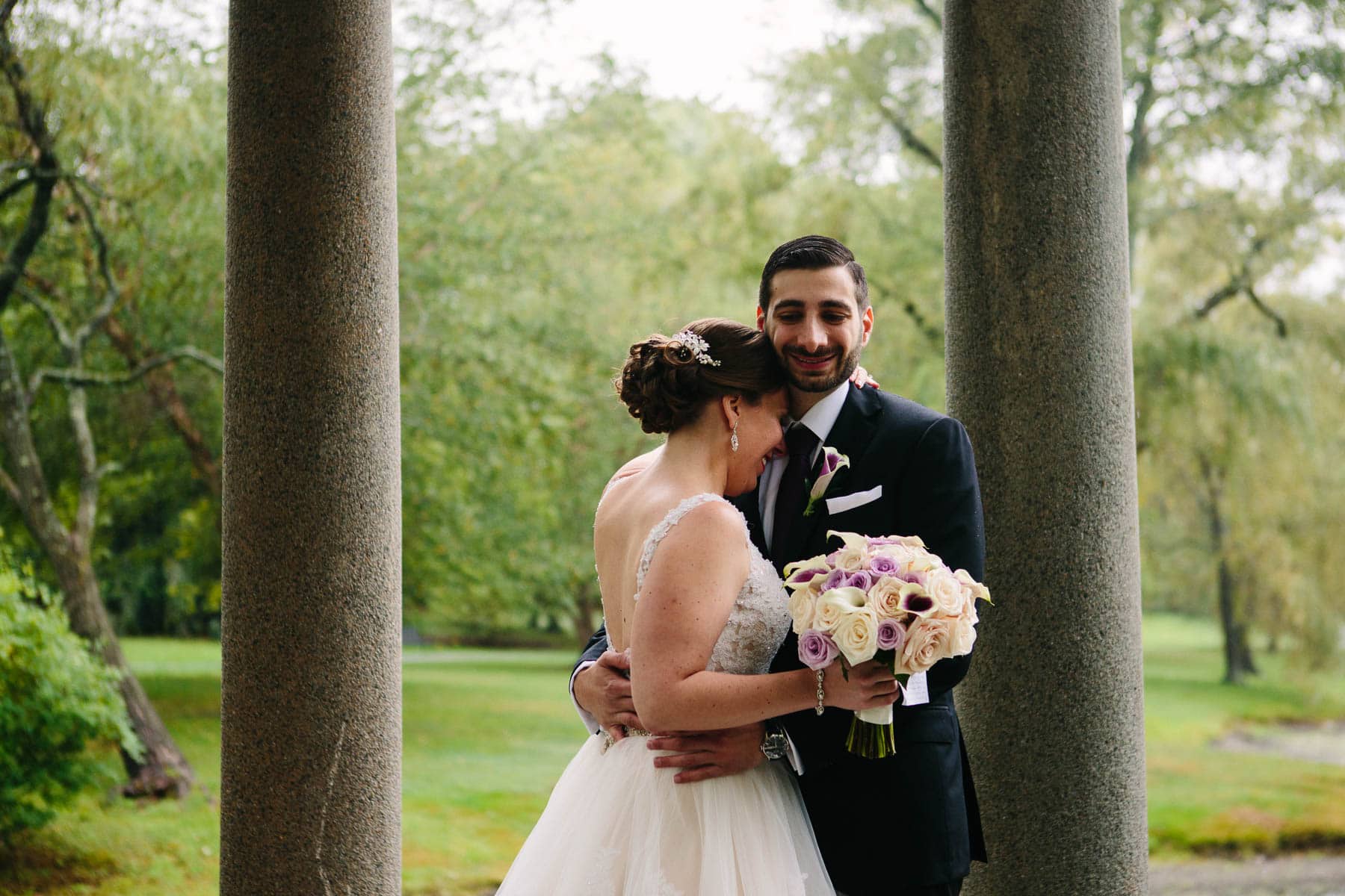 Lauren and George's first look at Larz Anderson Park, Brookline | Kelly Benvenuto Photography | Boston wedding photographer
