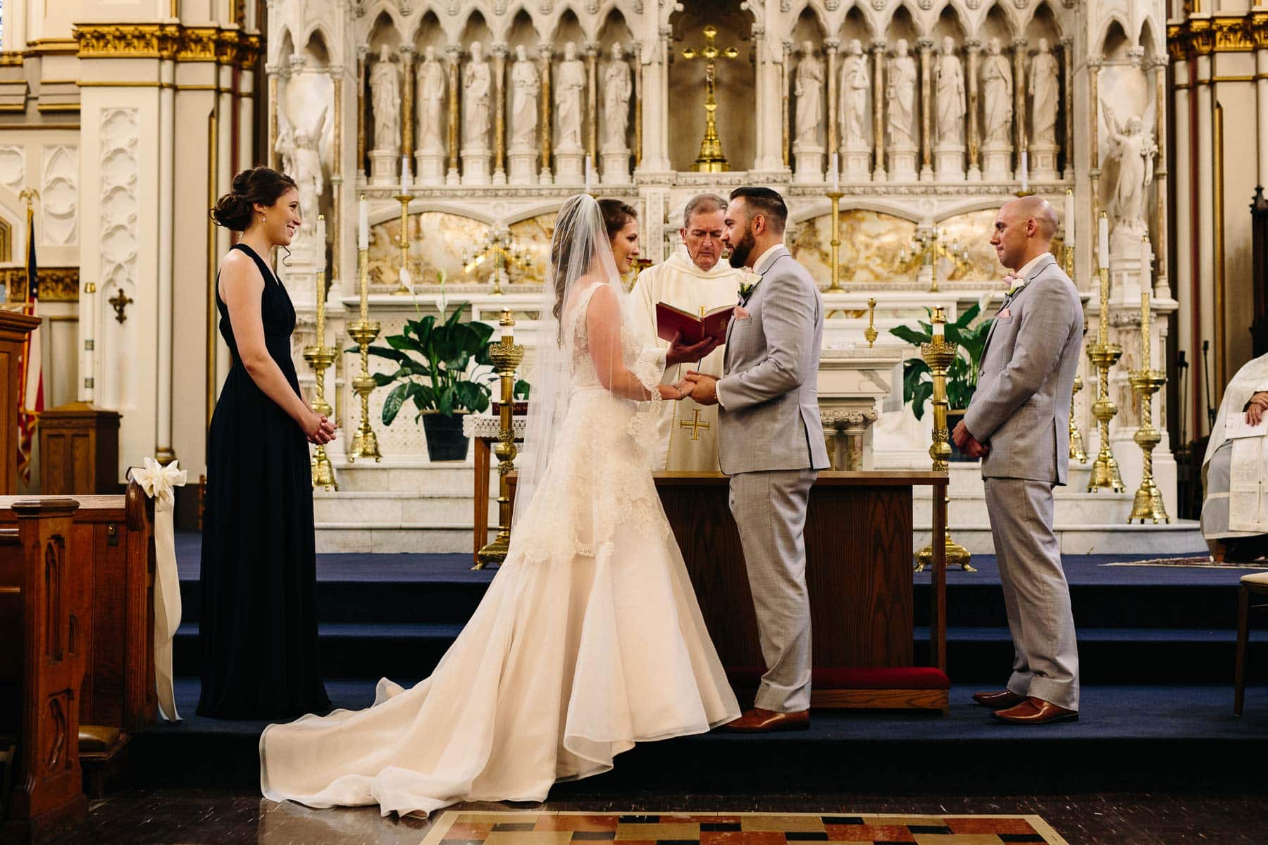 Peggy and Anthony's wedding ceremony at Saint Mary - Saint Catherine of Siena in Charlestown, MA | Kelly Benvenuto Photography | Boston Wedding Photographer